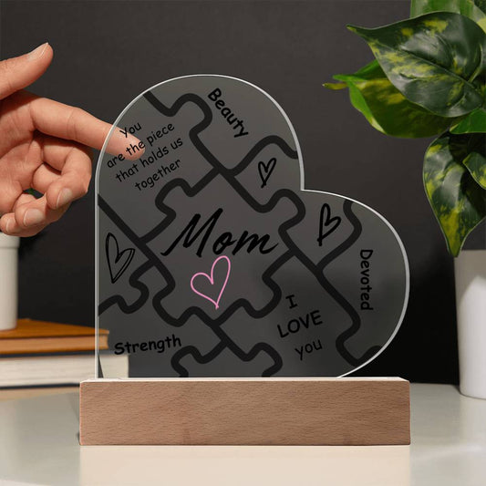 Mom Piece Heart Plaque