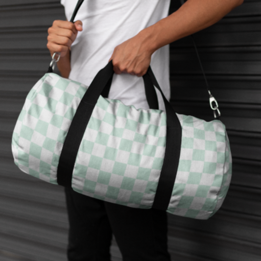 Light Green checkered Duffel Bag for gym travel overnight