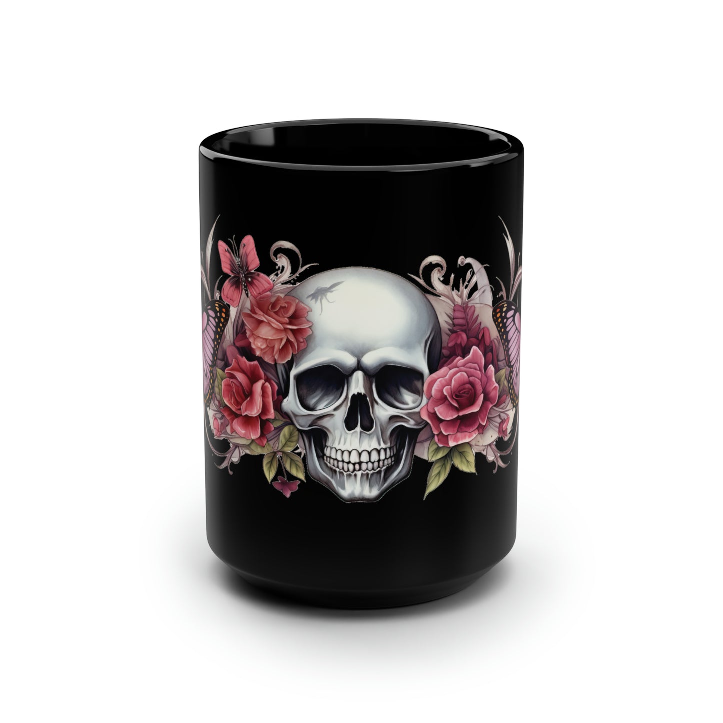 Skull and Roses Collection 10 Ceramic Mugs 15oz mugs, large coffee mugs, soup mug, gothic mugs